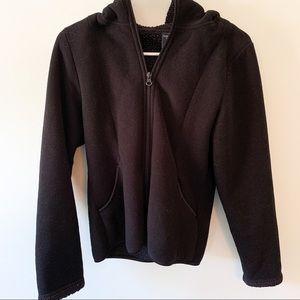 Faded Glory Black Sherpa Lined Zip-Up Hoodie